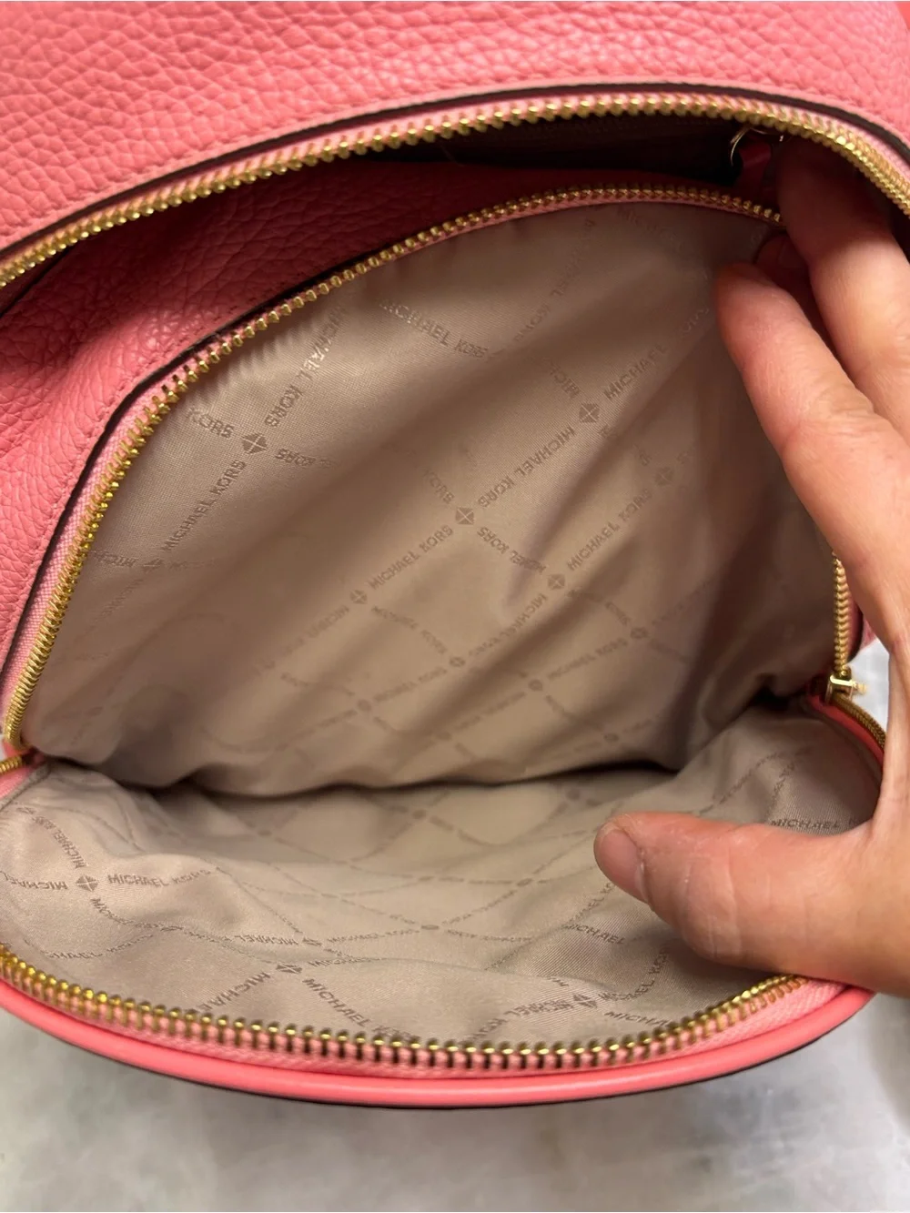 Michael Kors Jet Set Mini Backpack Pink Pebbled Saffino Leather Gold Hardware